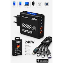 Fürtger German Frt-20w Sy 3 Type-c + 2 Usb-a Toplam 5 Çıkışlı + 20w Şarj Aleti + 4 Başlıklı Şarj Kablosu