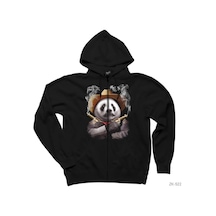 Panda Crıossgunner Siyah Fermuarlı Kapşonlu Sweatshirt