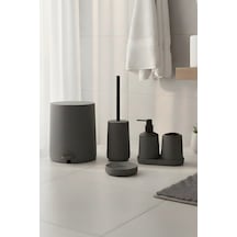 Mat Gri 5 Parça Yuvarlak Banyo Seti Kovası, Tuvalet Fırçası, Sıvı Sabunluk Gri - 827249484 Gri
