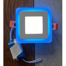 Kare Sıva Altı Led Spot Aydınlatma 6 Watt Çift Renk 3 Kademe Mavi Beyaz Gece Lambası Armatür Beyaz - Mavi