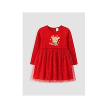 LC Waikiki Alıta Cıty Farkıyla Lcw Kids Kırmızı Penye Baskılı Kız Çocuk Elbise Kirmizi - 928249897 Kirmizi