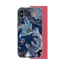 İphone Xs Max Uyumlu Mavi Yüzen Balık Uv Baskılı Silikon Kılıf Renkli