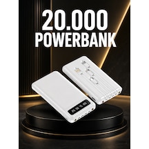 20.000mah Pd Powerbank Led Işık Lcd Ekran Dahili Kablo Çoklu Giriş Yeni Nesil - Lisinya Beyaz