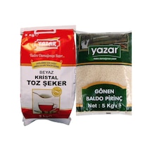 Yazar Kristal Toz Şeker 5 Kg + Gönen Baldo Pirinç 5 Kg