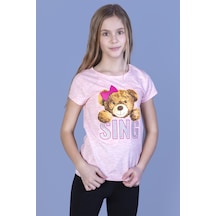 Toontoy Kids Toontoy Kız Çocuk Ayıcıklı Sıng Baskılı Tişört Pembe Melanj