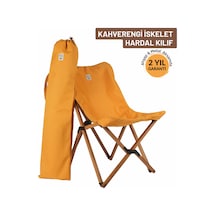 Bag The Joy Ahşap Kahverengi İskelet - Hardal Kılıf Sandalye Hardal