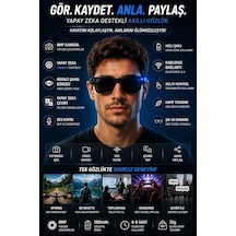 Akıllı Gözlük Kameralı Mikrofonlu Şarj Yapay Zeka Akıllı Çeviri 8mp Bluetooth