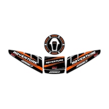 GP Kompozit  KTM 250 Adventure 2020-2024 Uyumlu Tank Pad Seti Siyah-Turuncu