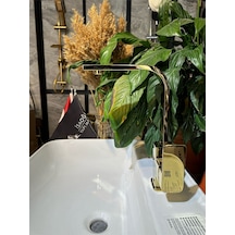 İsaoğlu Yapı Gold Lavabo Bataryası Kolay Abdest Yüksek Model Banyo Musluğu Kare Tasarım Armatür Gold