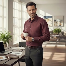 Klasik %100 Cotton Uzun Kollu Terletmeyen 4 Mevsim Gömlek Regular Kalıp Bordo Klasik %100 Cotton Uzun Kollu Terletmeyen 4 Mevsim Gömlek Regular Kalıp Bordo
