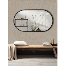 Dekoratif Ayna Duvar Aynası Konsol Aynası Mdf Elips Ayna 90x50 Cm 90 X 50 Siyah