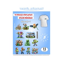 Ütü İle Yapışan Kıyafet Etiketi Minecraft Serisi -1 13lü Set Karışık
