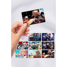 Kimetsu No Yaiba Kart Kaplama Sticker 7 Adet Demon Slayer Çok Renkli