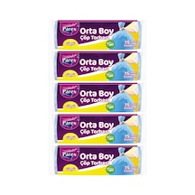 Güçlü Çöp Torbası Orta Boy 15'li 55 X 60 Cm 5 Paket