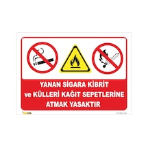 Yanan Sigara Kibrit Ve Külleri Kağıt Sepete Atma - Isg Levhası