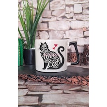 Kedi Komik Zeki Esprili Kedisever Kedi Sahibi Akıllıca Hediyelik Kulplu Kupa Bardak Siyah