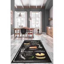 Siyah Kaymaz Taban Yıkanabilir Cupcake Mutfak Halısı Ar1136n11