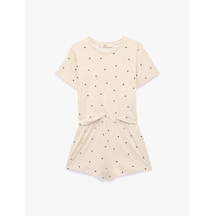 Koton Rahat Kalıp Kalp Desenli Kısa Kollu Şortlu Pijama Takımı Pembe Desenli 6slk40117mk Koton Rahat Kalıp Kalp Desenli Kısa Kollu Şortlu Pijama Takımı Pembe Desenli 6slk40117mk