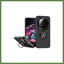 Bezos Redmi Note 14 Pro Plus Uyumlu Kılıf Montreal Yüzüklü Silikon Kapak - Siyah Hb006