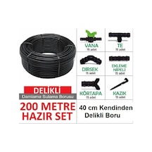 Bahçe Damla Sulama Seti 40 Cm Delikli Boru 200 Mt