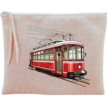 Tramvay Baskılı Makyaj Çantası