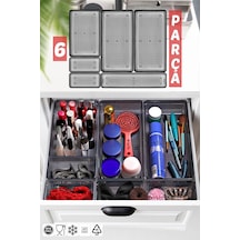 Nandy Home 6 Parça Çekmece İçi Düzenleyici, Organizer Set Gri