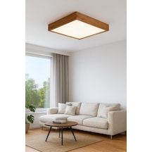 Atlantik Çam Ahşap Çerçeveli Led Panel Aydınlatma Enerji Tasarruflu Avize 60x60 Cm 6500k Beyaz Işık Diğer