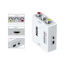 Fully G-573o Hdmı To Rca Mini Model 1920x1080 Çevirici Konvertör Beyaz - Çok Renkli
