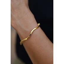 14 Ayar Altın Cimarlı Su Dalgası Ajda Kelepçe Sarı Altın