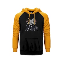 Dark Funeral Grup Face Sarı Renk Reglan Kol Kapşonlu Sweatshirt Sarı