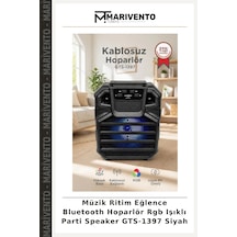 Müzik Ritim Eğlence Bluetooth Hoparlör Rgb Işıklı Parti Speaker Gts-1397 Siyah