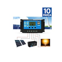 Mrs Solar 10'lu Paket Güneş Paneli Akü Şarj Kontrol Cihazı 10 Amp