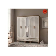 Ohri Mdf Aynalı 5 Kapaklı Dolap Bej