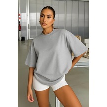 Oversize Unisex Tişört Gri