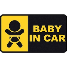 Araba Bebek Var Araba Uyarı Etiketi Sticker 18Cm En