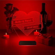 Luvivia Kalp Sevgiliye Hediye Kişiye Özel 3d Lamba - Masa Gece Lambası V29