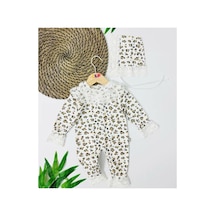 Bebegen Kız Bebek Beyaz Kahve Leopar Desenli Bereli Fistolu Tulum Çok Renkli