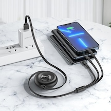 3in1 Usb İphone 17 İle Uyumlu Şarj Kablosu Type-c, Lightning, Micro Usb Çoklu Şarj Kablosu, 2a Hızlı Şarj, 1 Metre, Tpe Kaplama, Aynı Anda 3 Cihaz Şarj Etme Bx74