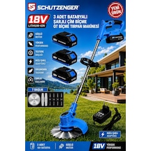 Schutzenger 89VH Şarjlı Tırpan 3 Batarya Çim Biçme Makinesi 7 Başlık Aparat 9 Pro Seri German