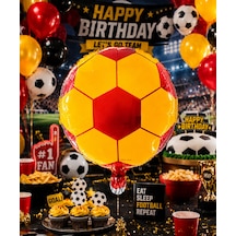 Sarı Kırmızı Futbol Topu Folyo Balon 18 İnç 45 Cm Taraftar Parti Süsü Gs Çok Renkli
