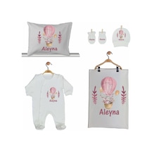 Pia Baby Gl 2012 İsme Özel Balonlu Beşli Tulum Set Pembe