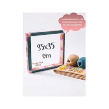 Pembe Çiçekli 35x35 Cm Sihirli Punch Panç Kasnak Kılıf Hediyeli Telli/iğneli Ahşap Nakış Kasnak