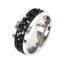 Siyah 4 Renk Erkekler Moda Otoriter Titanyum Çelik Dönen Yüzükler Takı Zincir Yüzük 10 Siyah