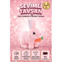 Sevimli Arkadaşım Tavşan: Sesli Yürüyen Hareketli Havuç Detaylı Eğitici Oyuncak Peluş Pembe