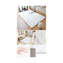Raschel Carpet Beyaz Lüks Raschel Kaymaz Taban Peluş Halı Yolluk Beyaz