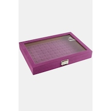 Cam - 473 - Kapaklı Anfora Kumaş Tırnaklı Yüzük Standı 24x34 - Muratech - Cm Mor