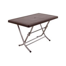 Luna 70x120 Zeugma Rattan Masa Katlanır Metal Ayak Kahverengi