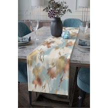 Premium Masa Runner Dijital Baskılı Soyut Şekil Desenli Dekoratif Salon Mutfak Yemek Masası Runner Örtüsü 45x140 Cm Sarı