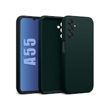 Galaxy A55 İle Uyumlu Kadife İç Yüzeyli Kamera Korumalı Şok Emici Silikon Kılıf Koyu Yeşil 50 x 22