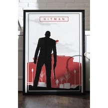 Hitman Siyah Ahşap Çerçeveli Poster, Dekoratif Oyun Duvar Tablosu